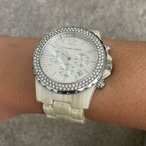 Michael Kors cream and silver watch